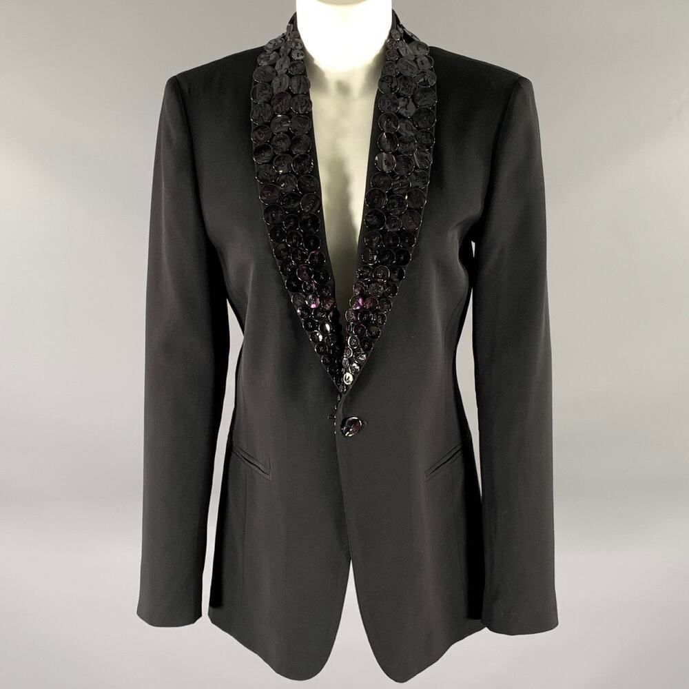 JEAN PAUL GAULTIER Size M Black Virgin Wool Button Shawl Lapel Blazer